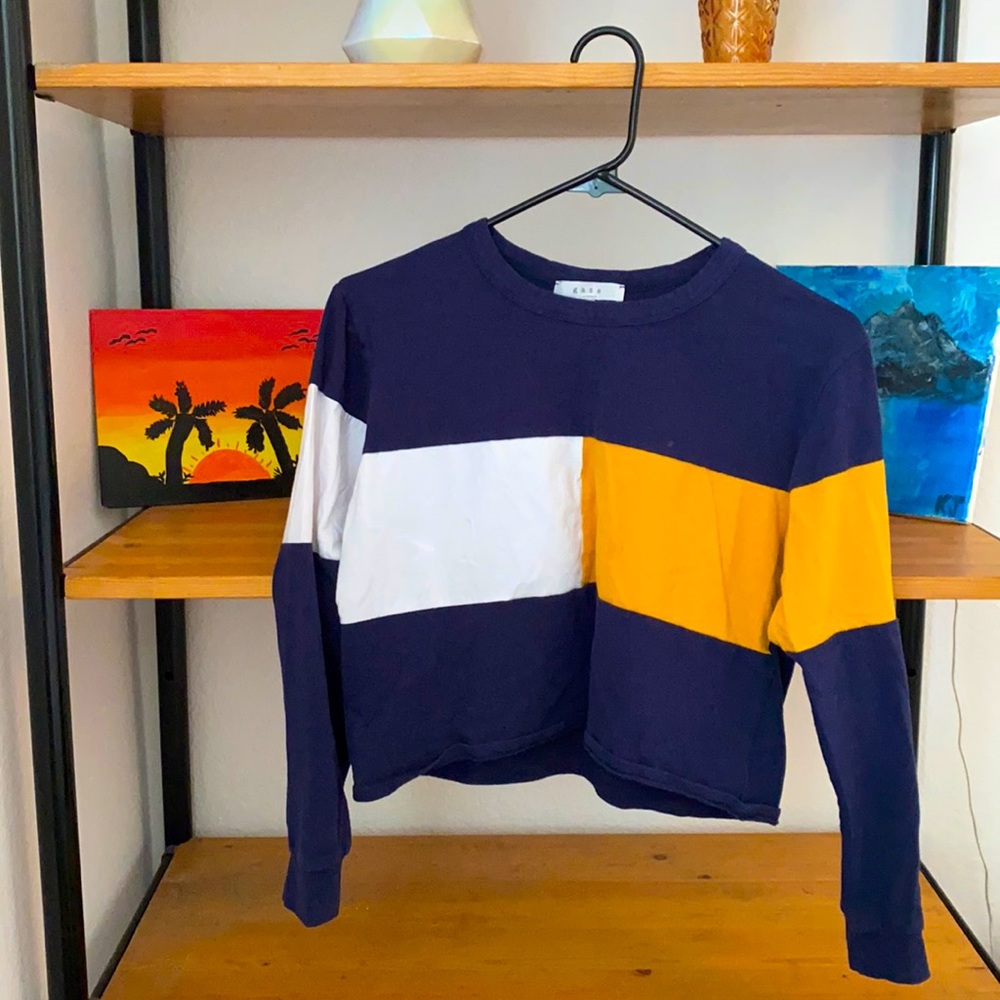 gaze navy blue Long Sleeve Crop Top size Small